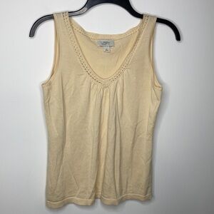 Ann Taylor Loft Cotton‎ tank with crocheted neckline size small